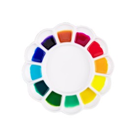 LSYXOS 13-Well Ceramic Paint Palette Porcelain Paint Palette Tray Artist Watercolor Mixing Palette for Acrylic, Watercolor, Gouache Painting, Round