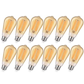 MAXvolador 12-Pack Dimmable Vintage LED Edison Bulb 60W Equivalent, 6W 850Lumens Edison Light Bulbs 2200K, ST58 Antique LED Filament Bulb, E26 Base