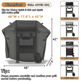 Grill Cover for Weber Spirit and Spirit II 200 Series, 600D Heavy Duty Waterproof Grill Covers, 48 Inch 7138 BBQ Cover for Weber Spirit II E210, Spirit E210 2 Burner Grillgas, All Weather Protection