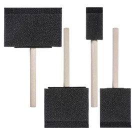 Lnngub 4 Pcs Foam Paint Brushes,4 Sizes Sponge Paint Brush with Wooden Handle Small Foam Brush Black Sponge Brushes for Painting Staining and DIY Crafts(1", 2", 3", 4")
