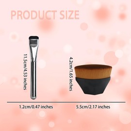 Benixmidart 2Pcs Makeup Brush Set Foundation and Concealer Brushes, 1Pc Flat Foundation Brush For Liquid Makeup and 1Pc Small Round Brush for Concealing and Contouring (A)