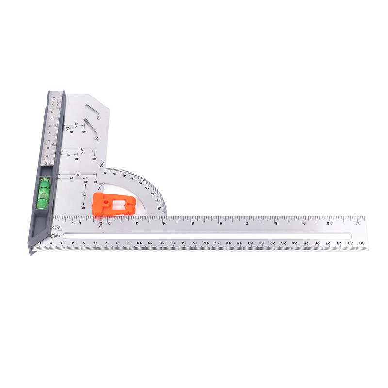 12in L Square Ruler Multifunction Scale Standard Carbon Steel Detachable