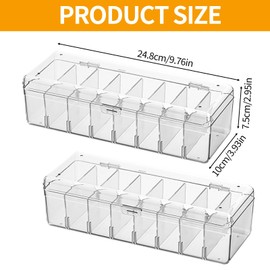 TFLPUO Pack of 2 Index Card Box, Transparent Card Box, Storage Box with Removable Dividers & Lid for 700 Cards, Flashcards, Business Cards (24.8 x 10 x 7.5)