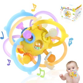 Orzbow Baby Toy 0 3 6 Months, Montessori Toy 1 Year Teething Aid Baby Teething Ring Baby Cooling, BPA-Free Rattle Grasping Ball Baby Sensory Balls Toy, Chew Toy Baby for Babies 0-18 Months