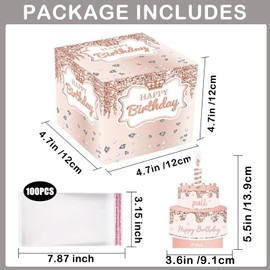 Happy Birthday Money Box for Cash Gift,Rose Gold Pull Surprise Money Gift Box with Age Stickers for Any Age Birthday Presents,Birthday Gift Money Box Funny Money Gift for Cash Gifts Birthday