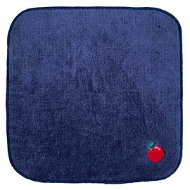 Imabari Towel x Smilish Navy Mini Towel Handkerchief Boys Set of 4, Includes Name Space (Apple, Blue Bear, Flower Heart, Rabbit), Velour Like Smooth Material