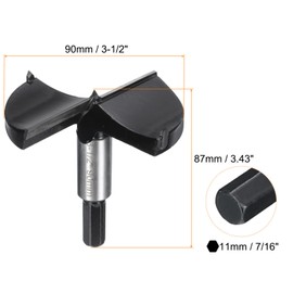 HARFINGTON Forstner Drill Bit 3-1/2"(90mm) Tungsten Carbide Wood Drilling Bit Hinge Cutter with Hex Shank for Hardwood Softwood Plywood Woodworking Drilling