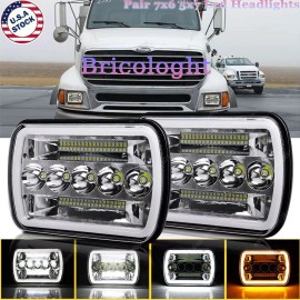 Bricologht 2PCS For Sterling Commercial Truck LT9500 7x6" 5X7 LED Headlights Sealed Beam ++