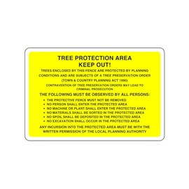 Safety First Display LTD Tree protection area keep out sign - 1.2mm Rigid plastic for indoor/outdoor usage (200mm x 150mm) Viewing Distance within 5m.