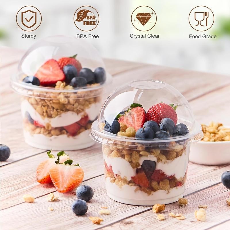 100 Pack 9 OZ Clear Plastic Cups with Dome Lids,