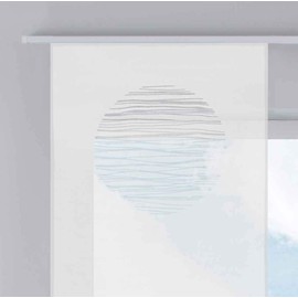 Gardinenbox Modern Panel Curtain Room Divider Sliding Curtain Circle 245 x 60 cm High Quality Burnout Fabric with Panel Carrier Weight Bar 85612 White