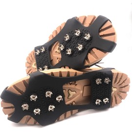 Ice Cleats, Ice Grippers Traction Cleats Shoes and Boots Rubber Snow Shoe Spikes Crampons with 10 Steel Studs Cleats (Extra 10 Studs)