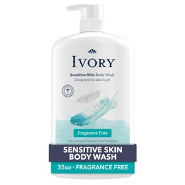 Ivory Body Wash, Designed for the Whole Family, Gentle Formula, Free of Dyes Heavy Perfumes Parabens Phthalates & Silicones, Designed for Skin's pH, Fragnance-Free, 35 oz