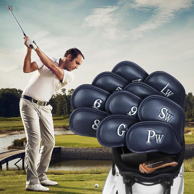 LYSAIMG 12Pcs Golf Head Covers, Deluxe Club Headcover, Universal Fit,