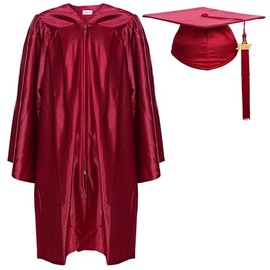 Newrara Unisex Shiny Kindergarten Graduation Gown Cap with Tassel (30, Maroon)