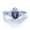 Sterling Silver Simulated Rainbow Mystic Topaz CZ Heart Claddagh Ring
