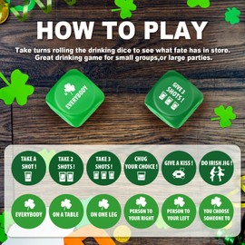 MiniInflat Irish Party Decision Dice Game Favors with Green Irish Bag Wooden Irish Decision Dice for Wedding Graduation Party Adult, 3 Pcs
