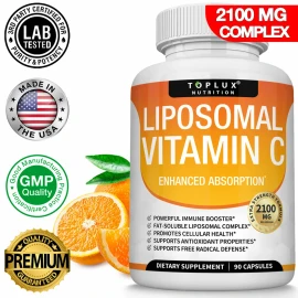 Pastillas de Vitamina C Liposomal 2100mg - 90 Cápsulas de Alta Absorción, Suplemento de Vitamina C | Vitamin C Liposomal 2100MG Capsules - High Absorption Vitamin C Pills Supplement 