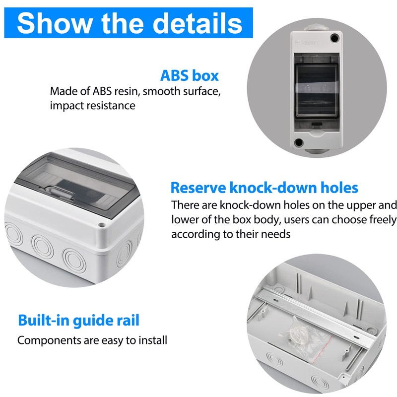 Surface-Mounted Distribution Box, IP65 Waterproof Fuse Box, Surface-Mounted, with Door,