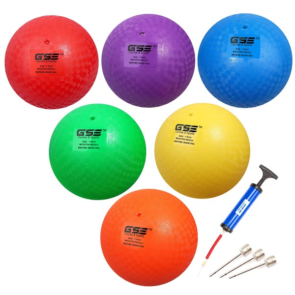 Premium Inflatable Playground Balls,Kickball, Bouncy Dodge Ball,Handball, Perfect for Kids and Adults in Ball Games, Gym, Camps and Yoga Exercises for Indoor and Outdoor(Multicolors,7-inch)
