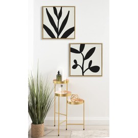 Kate and Laurel Sylvie Modern Botanical Neutral Abstract 1 Framed Canvas Wall Art by The Creative Bunch Studio, 22x22 Gold, Decorative Botanical Print for Wall