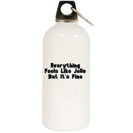 Los Drinkware Hermanos Everything Feels Like Jello But It's Fine - White Water Bottle with Carabiner 20oz