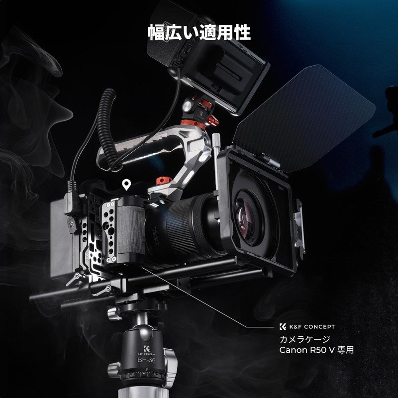 K&F CONCEPT EOS R50 V 専用 カメラケージ Arca互換 1/4ネジ穴 3/8ネジ穴