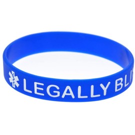 Blue Silicone Rubber Medical Awareness Alert Bracelet (Legally Blind)