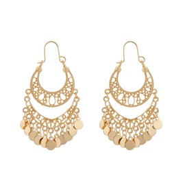 Boho Earring for Women Indian Gypsy Dangle Earrings Bohemian Chandelier Earrings Coin Hook Earrings Geometric Statement Earring Jewelry Gifts (bohoB)