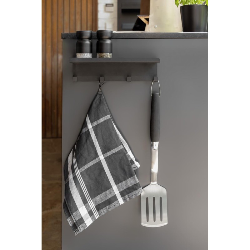 WENKO Ima Magnetic Hook Rack with Shelf, Metal with 4