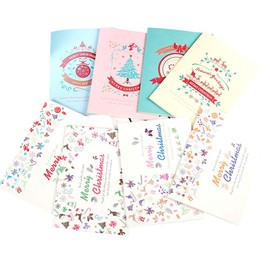 moin moin Message Card Christmas Merry Tree Santa Reindeer | Colorful Pop Pastel | Message Card + Envelope (red, red) x 8 types set / Pattern D