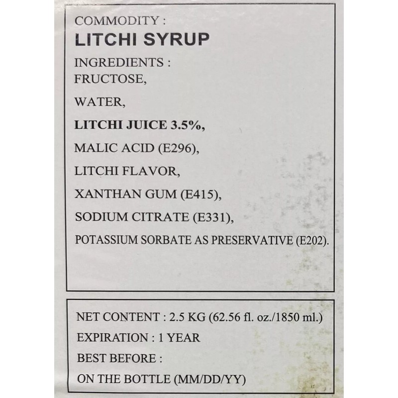 Imported Possmei Flavored Syrup, Litchi, 5.5 Pound Imported from Taiwan