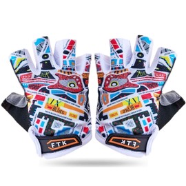 Kids Cycling Gloves Half Finger Gel Padded Non-Slip Breathable, Junior Glove Girls Boys Fingerless Adjustable for Mountain Bike Running Riding Sport Outdoor Biking Skating (Orange, Medium)