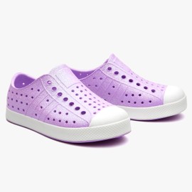 Weestep Toddler Little Kid Girls Boys Rubber Toe Slip On Quick Dry Lightweight Water Sandal Sneaker Purple Glitter