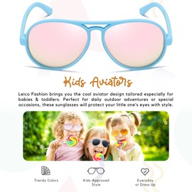 LEICO FASHION Toddler Baby Infant Polarized Aviator Sunglasses for Boys Girls Kids Age 0-4 - Shatterproof Rubberized Frame