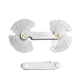 Thread Gauge, Metric Thread Gauge, Thread Template, Fine Thread Measuring Tool, 52 Sheets, Thread Template Metric, Made of Carbon Steel, for Metric and Whitworth Threads
