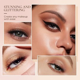 16 Colores Resaltador Sombra de Ojos Lápiz Impermeable Brillante Sombra de Ojos Delineador de Ojos, 2PCS Lápiz de Sombras de Ojos Brillante a Prueba de Agua para Mujeres, Duradero y Resaltador (#15)