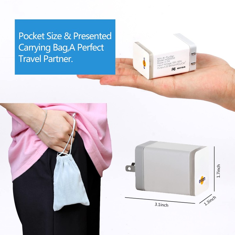 evron Plug-In Air Ionizer for Home & Travel, 20 Million