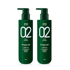 Amos Green Tea Real Feel Shampoo for Oily Hair 500g 1+1 (C) / 아모스 녹차실감 샴푸 지성용 500g 1+1 (C)