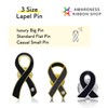 AWARENESS RIBBON Lapel Pin mourning Melanoma Black Flat