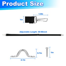 Cosmos 2 Pcs Bimini Boat Top Straps Adjustable Marine Awning Webbing Straps 30" - 56" Heavy Duty Boat Canopy Straps with Double Snap Hook, Stainless Steel Boat Awning Hardware