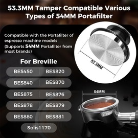 IKAPE 54mm Espresso Tamper Kit 4 in 1 Black, Complete Portafilter accessory set, 53mm Coffee Tamper, WDT Tool, Paper Filters (200pc), Dosing Funnel for Breville Portafilters