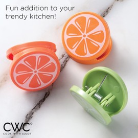 COOK WITH COLOR Cute Bag Clips - 10 Pc. Set of Funny Chip Clips and Snack Clips - Kitchen and Food Bag Clips for Airtight Seal for Food Storage (Orange)