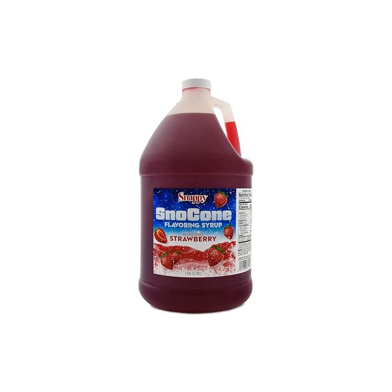 Snappy Strawberry Sno Cone Syrup, 1 Gallon (128 ounces) Size,