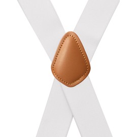 Cedrainy Suspenders For Men 1.4 Inch X Back Wide Suspender Heavy Duty Swivel Belt Loops With 4 Snap Hooks(White)