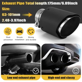 Snblzhef Car Matte Carbon Fiber Exhaust Tip 63-101MM Universal Car Exhaust Pipe Modification Tail Throat Clip-on Tail Pipe