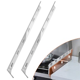 Stove Gap Covers, 25.6" Long & 0.4" Wide Stove Counter Side Gap Guards, Oven Gap Filler with Aluminium, Heat Resistant and Easy to Clean, Range Trim Kit, Left and Right 2 PCS(Silver)