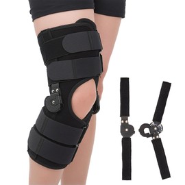 Mathgetin Hinged ROM Knee Brace with Side Stabilizers, Post Op Knee Immobilizer for Arthritis, ACL, MCL, PCL, Meniscus Tear, Medical Orthopedic Support After Surgery (Upgraded Version, Medium)