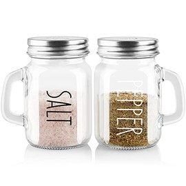 Clear Glass Salt and Pepper Shakers Set, ZOSUJO 4 oz Cute Salt Pepper Shaker, Modern Farmhouse Kitchen Decor for Home Restaurants Wedding, Transparent Shaker Sets with Stainless Steel Lids
