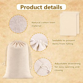 Vlecexs Pack of 10 Fabric Bags with Drawstring, Jute Bags for Painting, Cotton Bag, Unprinted for Wedding, Birthday, DIY Crafts (20 x 30 cm)